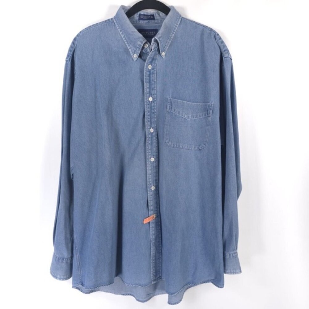 BRITCHES GREAT OUTDOORS HONG‎ KONG🇭🇰MADE DENIM Button Down LS Shirt Size XL